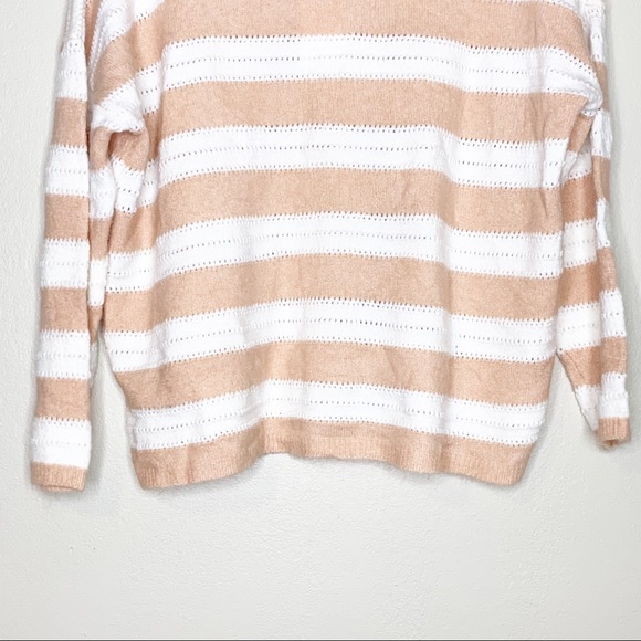 NWT FRNCH Nadiege Striped Boxy Pastel Pink Crewneck Sweater M/L - Picture 8 of 11